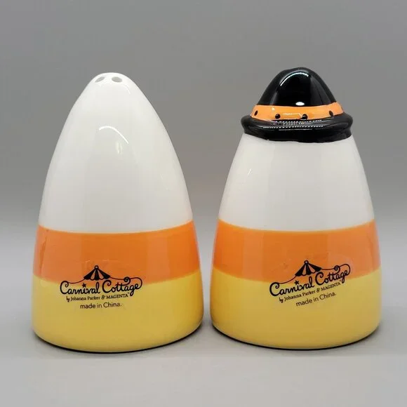 Johanna Parker Carnival Cottage Candy Corn Halloween Salt & Pepper Shakers - Picture 3 of 6